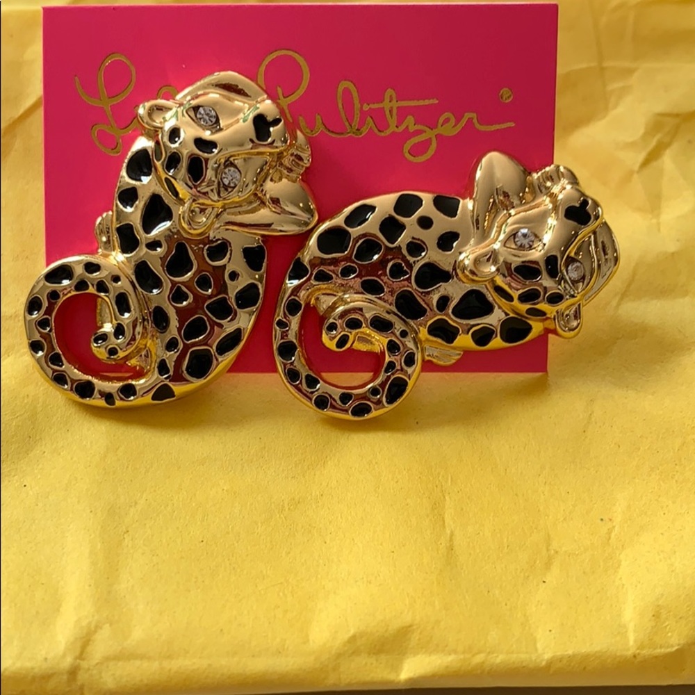 Lily Pulitzer cat earring NWT